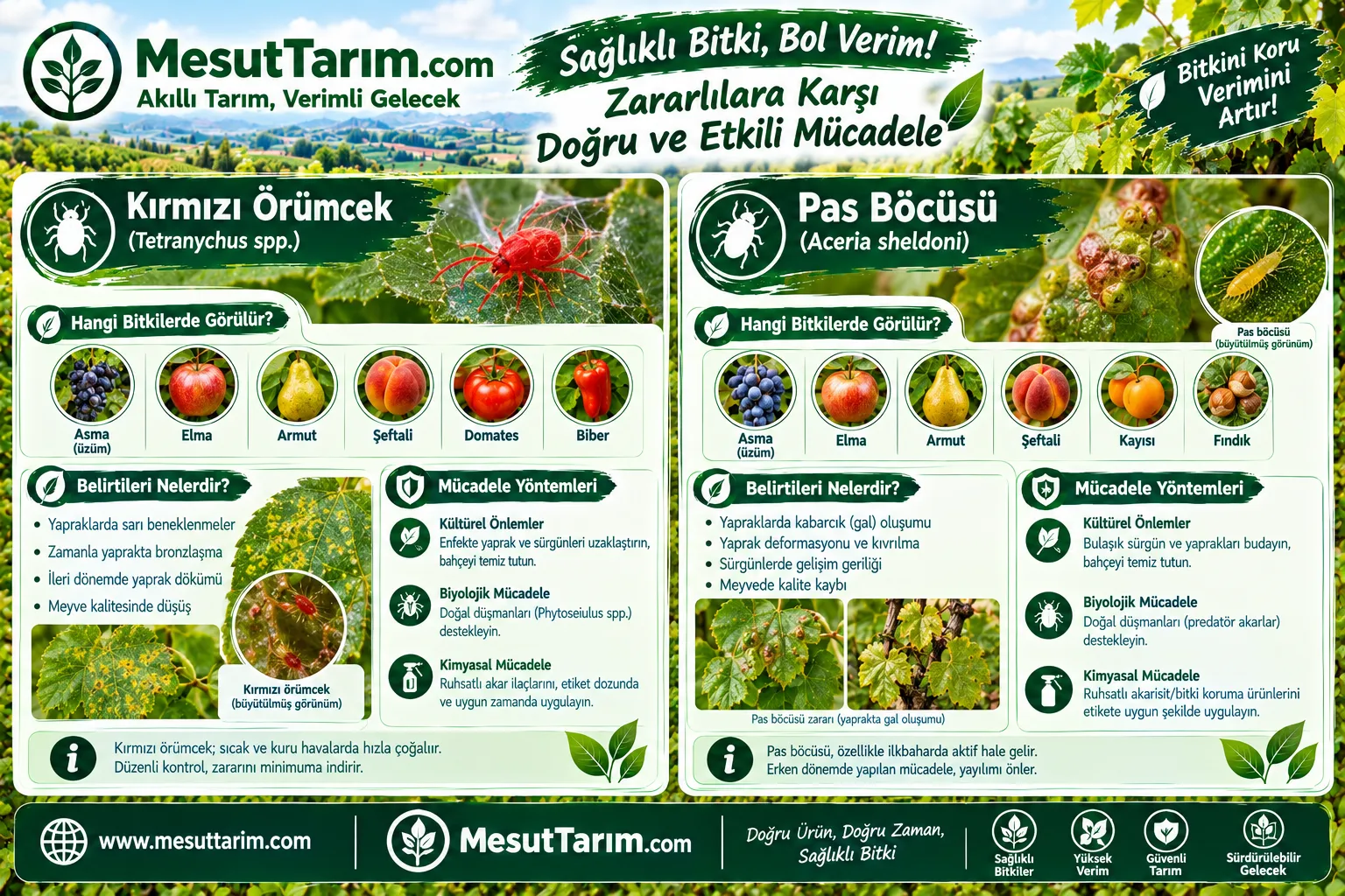 Kırmızı Örümcekler ve Pas Böcüsü: Belirtileri ve Mücadelesi