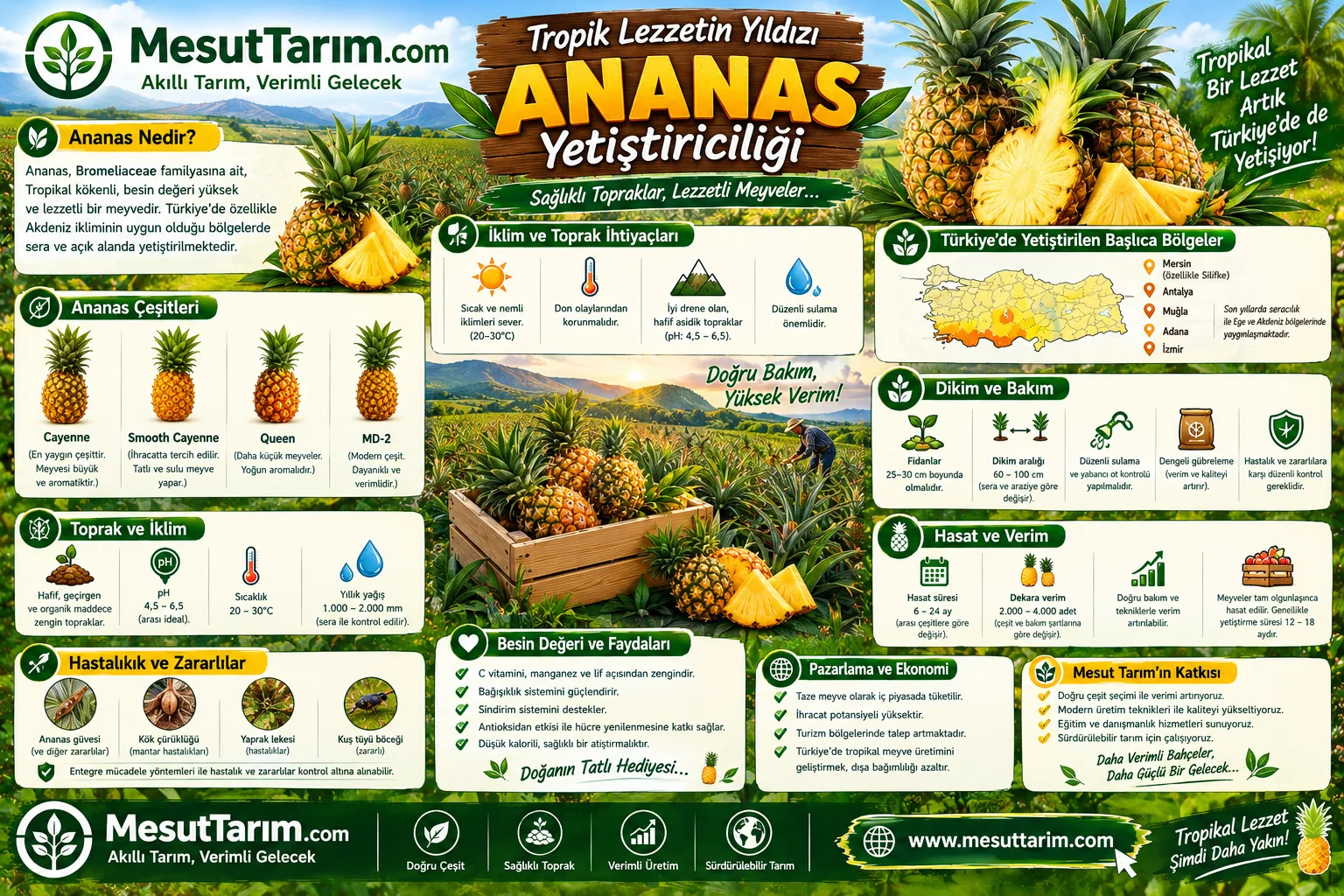 Ananas Yetiştiriciliği Çeşitleri ve İklim İstekleri