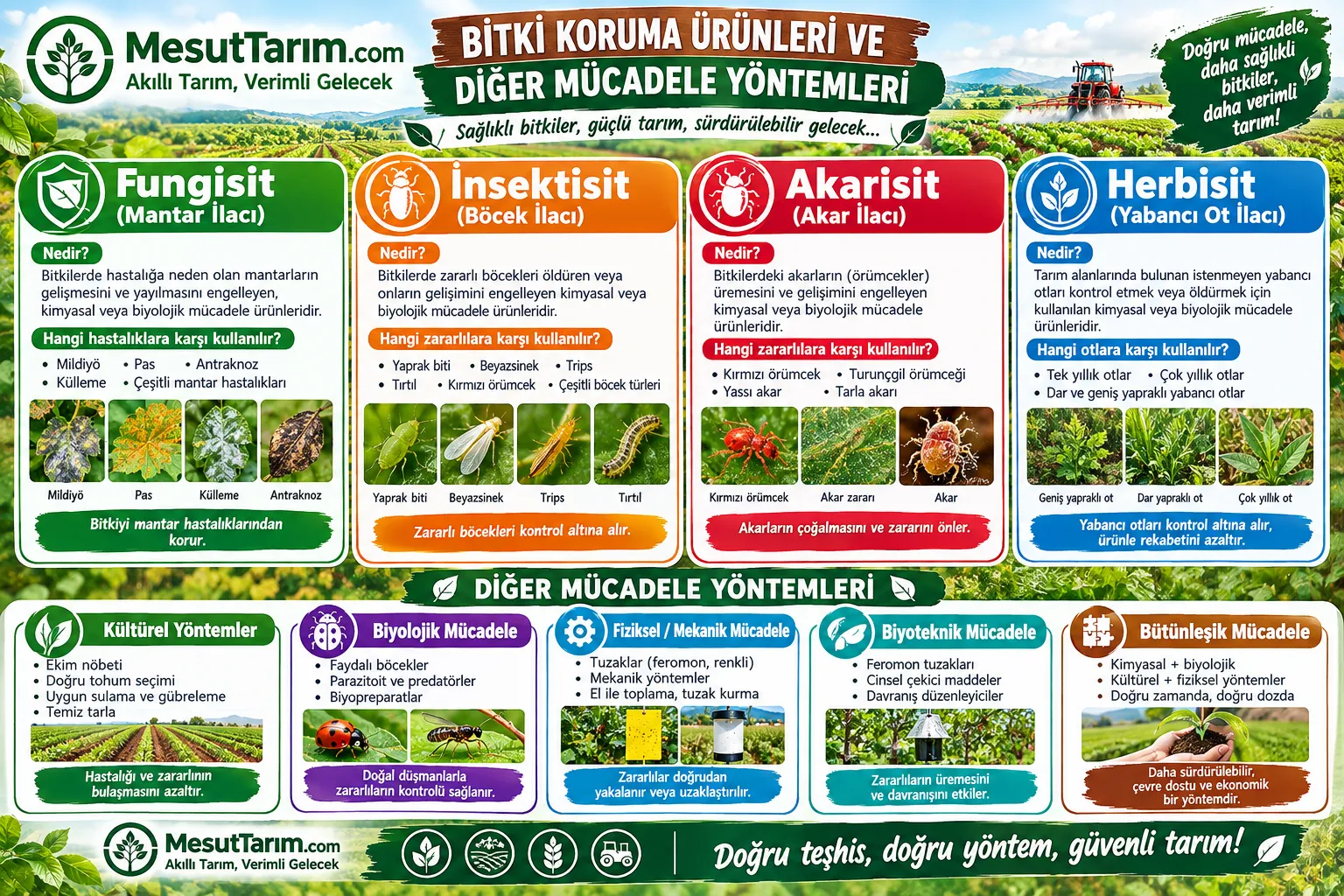 Bitki Koruma Ürünleri Rehberi: Fungisit, İnsektisit, Akarisit ve Herbisit