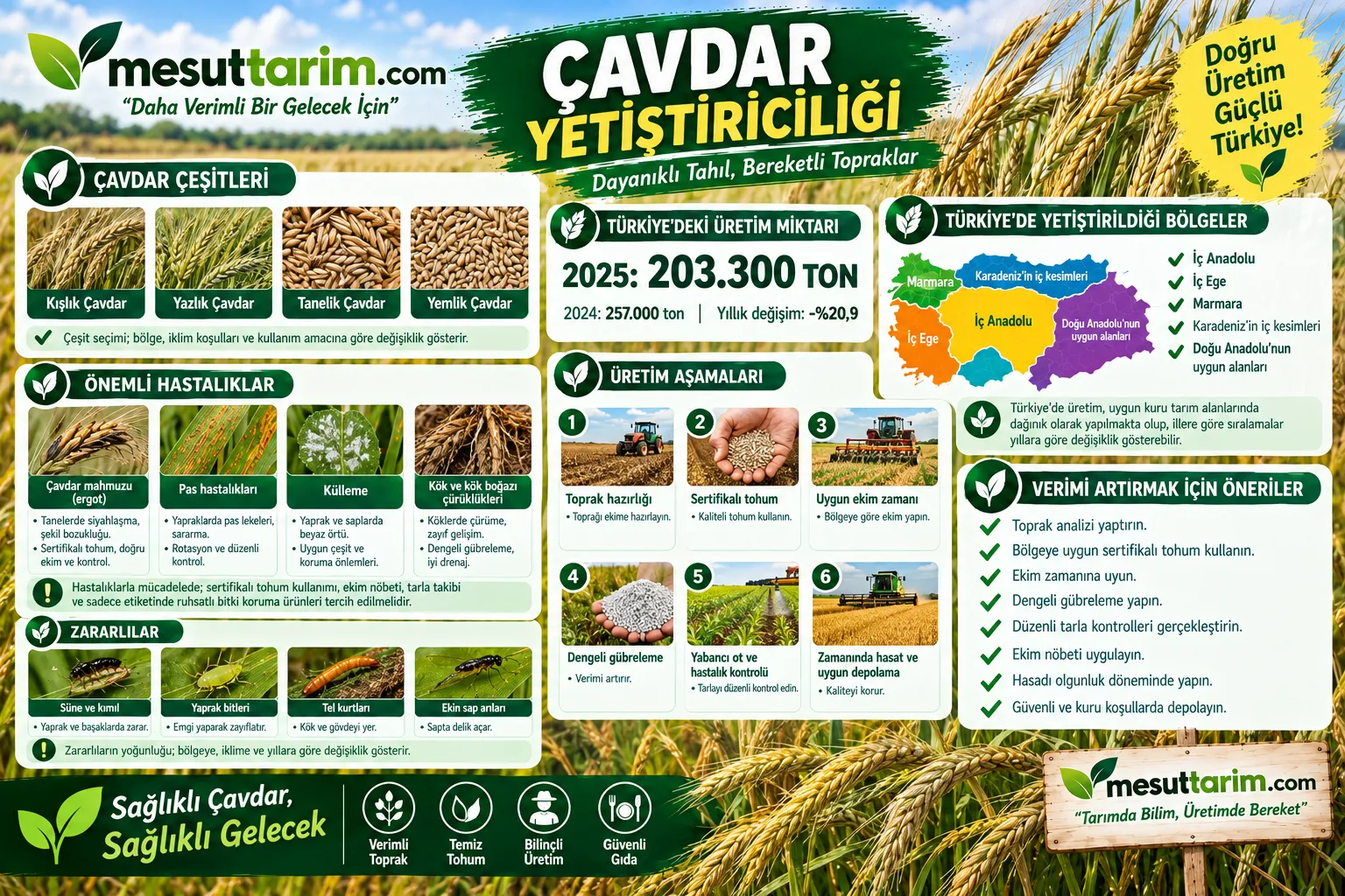 Çavdar Yetiştiriciliği: Gübreleme, Hastalıklar ve Verim Rehberi