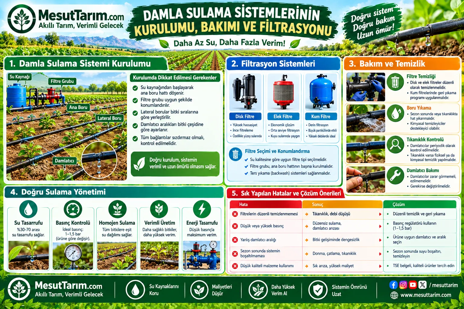 Damla Sulama Sistemlerinin Kurulumu, Bakımı ve Filtrasyonu