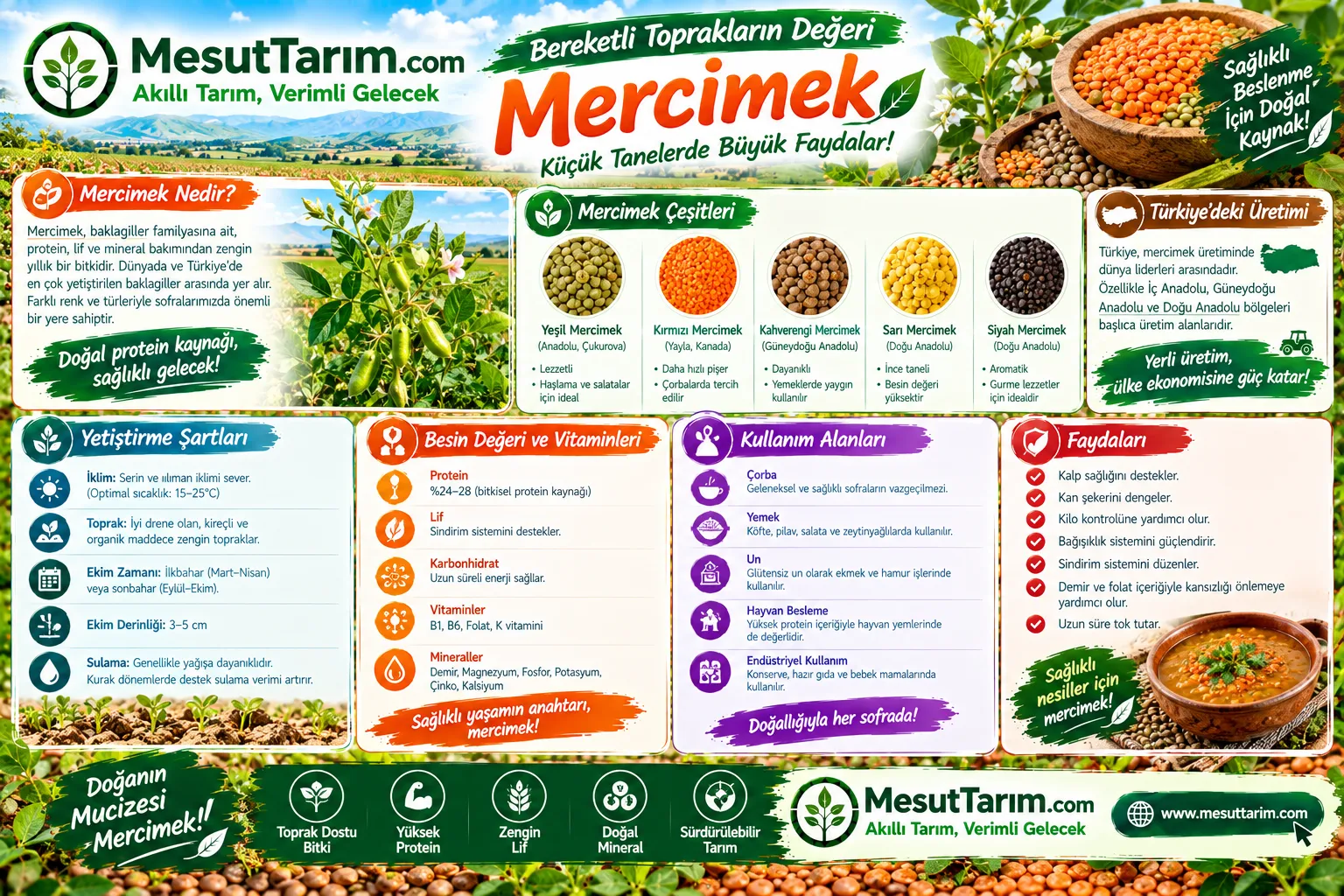 Mercimek Yetiştiriciliği: Kırmızı ve Yeşil Mercimek Üretimi