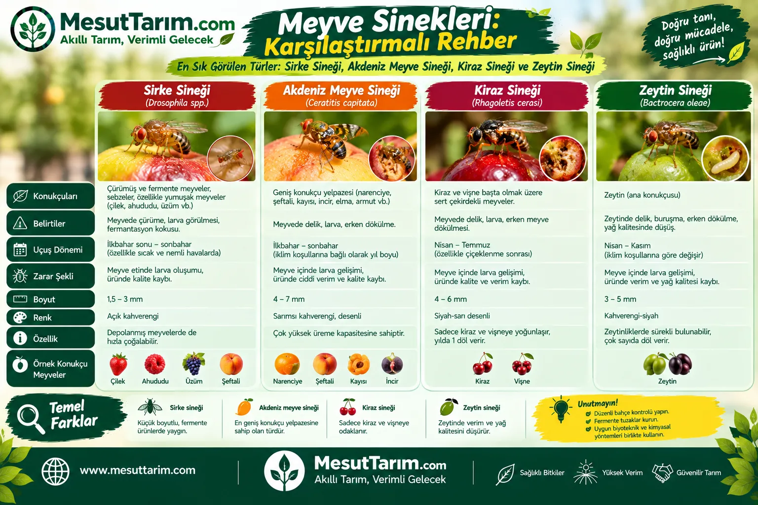 Meyve Sinekleri: Türleri, Belirtileri ve Etkili Mücadele Yöntemleri