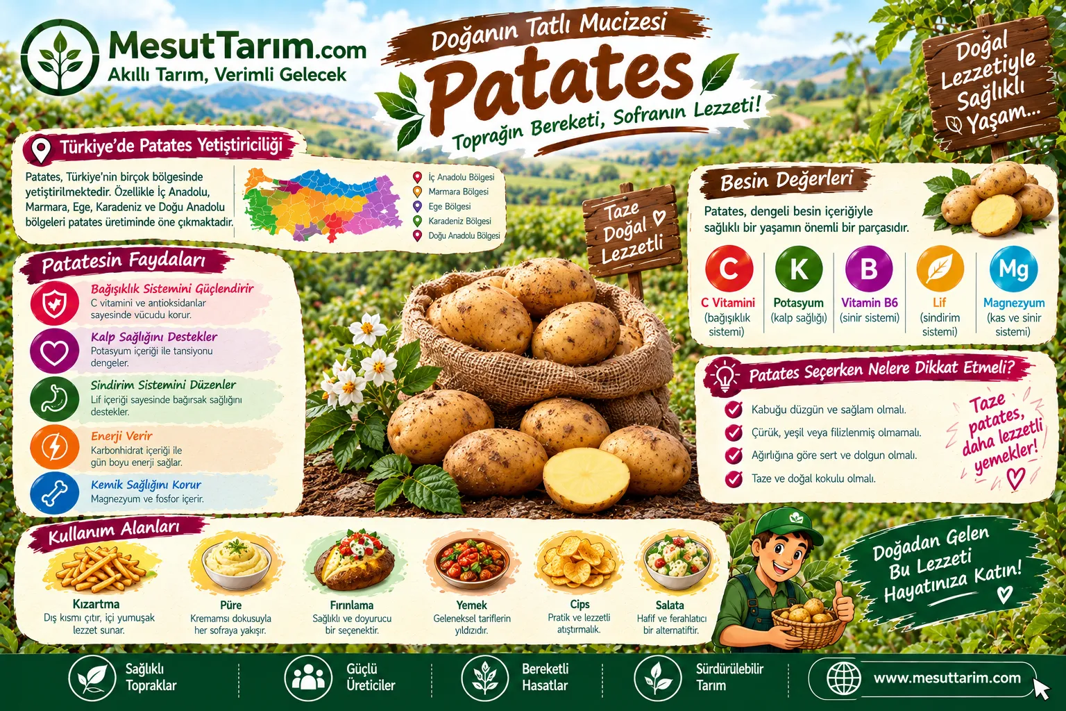 Patates Yetiştiriciliği: Çeşitler, Dikim, Sulama ve Verim Rehberi