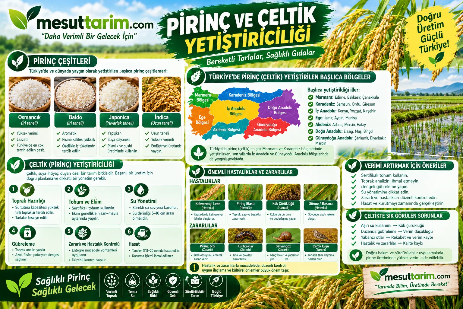Pirinç ve Çeltik Yetiştiriciliği: Hastalık ve Zararlıları