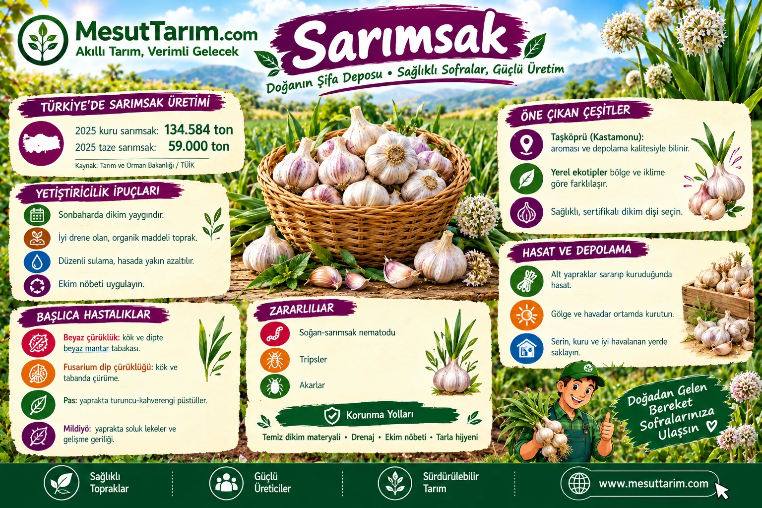 Sarımsak Yetiştiriciliği: Çeşitleri, Dikimi ve Bakımı