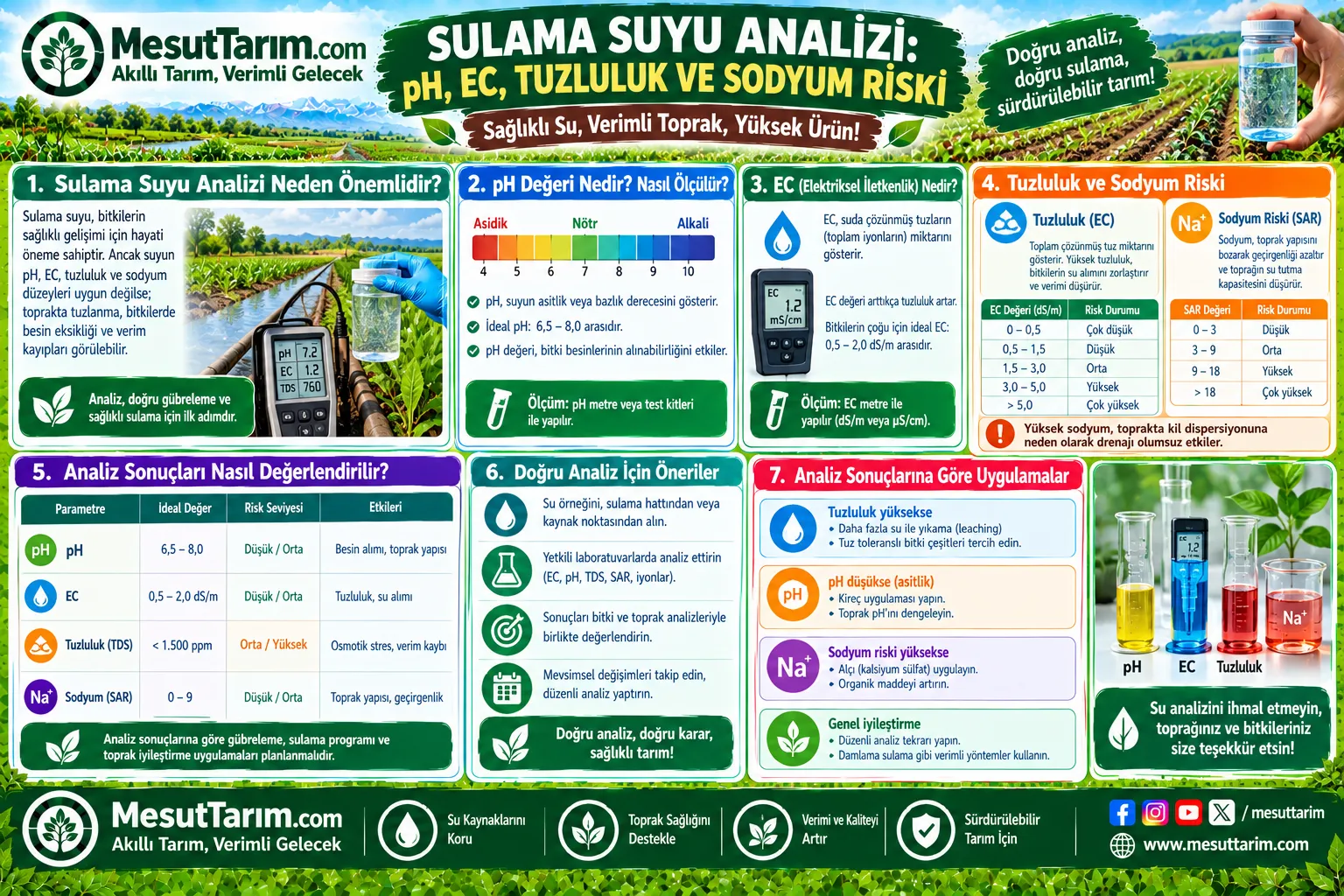 Sulama Suyu Analizi: pH, EC, Tuzluluk ve SAR Değerleri