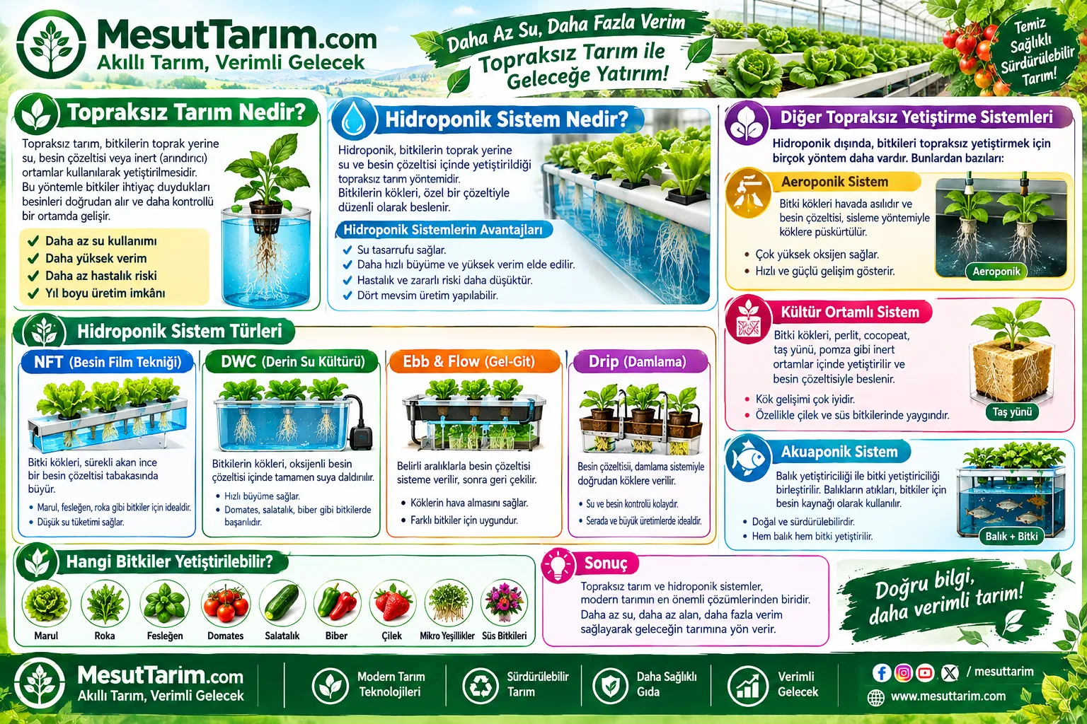 Topraksız Tarım Nedir? Hidroponik ve Diğer Yetiştirme Sistemleri